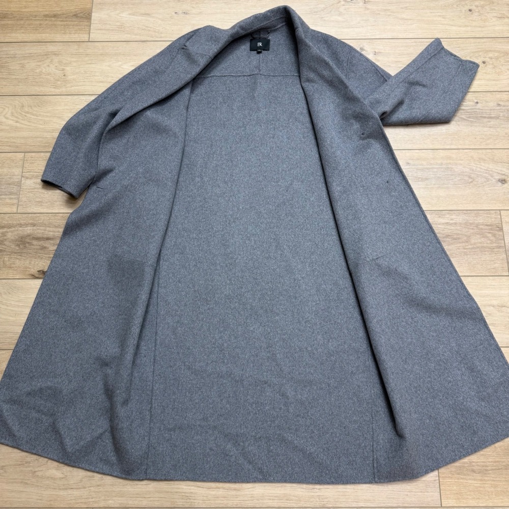 Banana Republic Amina Oversized Top Coat Womens Large Grey Wool Blend Longline L - Picture 4 of 9